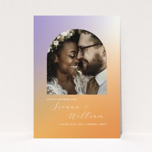Wedding thank you card design with one photo