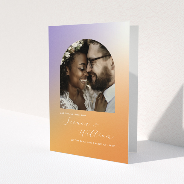 Wedding thank you card design with one photo