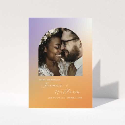 Wedding thank you card design with one photo