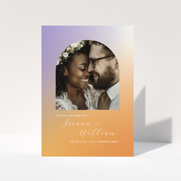 Wedding thank you card design with one photo