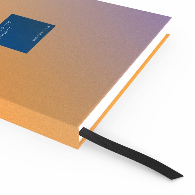 Personalised notebook design with orange gradient cover and one photo placeholder.