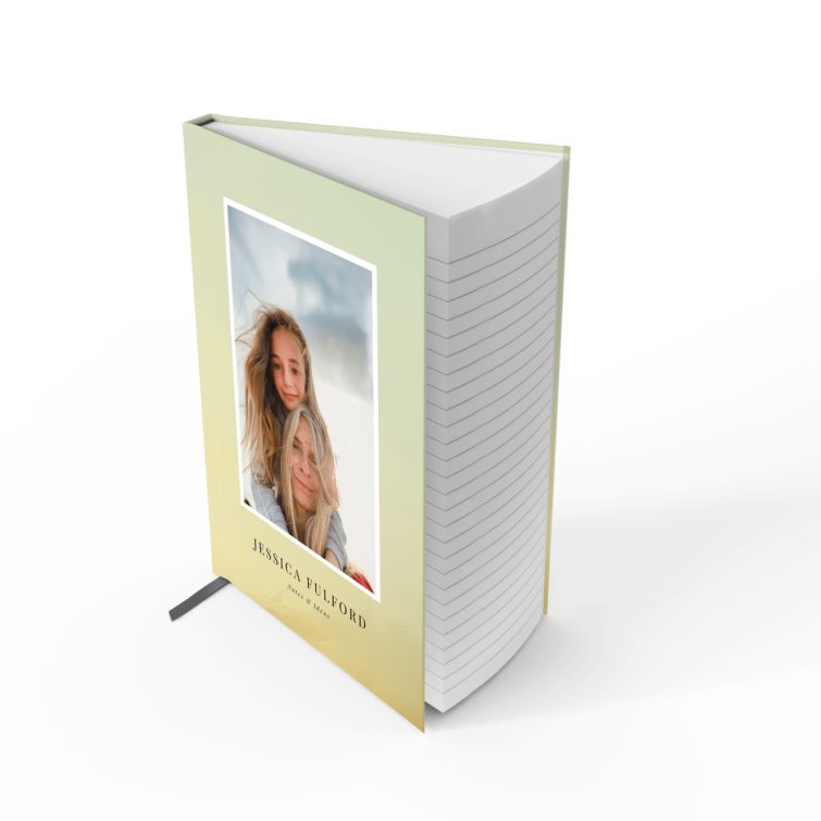 Personalised portrait notebook design by Utterly Printable featuring one photo on the cover spread.