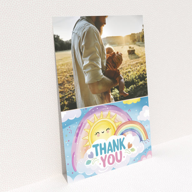 Baby thank you card reverse side design with blank space – Portrait