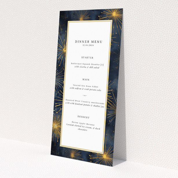 Supernova wedding menu template - inspired by the grandeur of the cosmos for a luxurious wedding experience. This is a view of the back