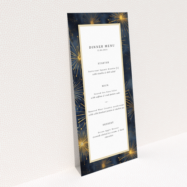 Supernova wedding menu template - inspired by the grandeur of the cosmos for a luxurious wedding experience. This is a view of the back