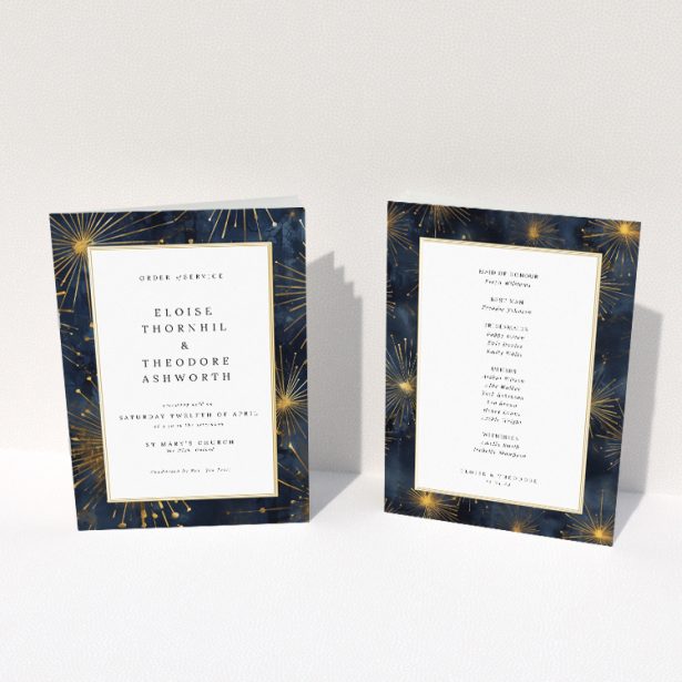 Celestial Supernova Wedding Order of Service Booklet. This image shows the front and back sides together