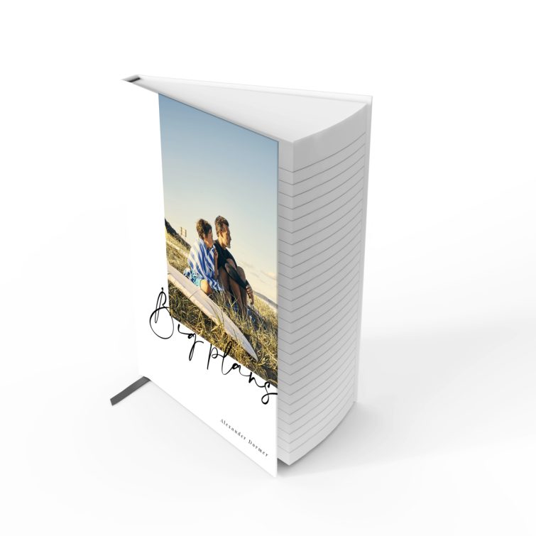 Decorative portrait notebook with "Big Plans" design and one photo on the cover by Utterly Printable.