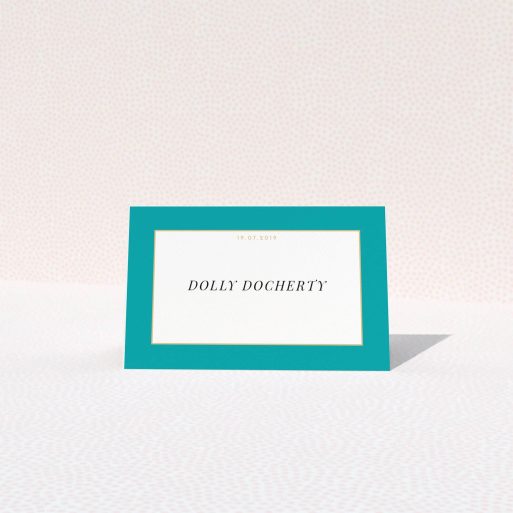 Table Place Card Design - "Big Blue" A table place card named "Big Blue". It is an 85 x 55mm card in a landscape orientation. "Big Blue" is available as a folded card, with tones of blue and white.