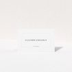 A table place card design named "Classic face". It is an 85 x 55mm card in a landscape orientation. "Classic face" is available as a folded card, with tones of white and pink.