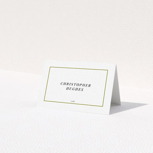 A table place card design called 'Simple Gold'. It is an 85 x 55mm card in a landscape orientation. 'Simple Gold' is available as a folded card, with tones of gold and white.