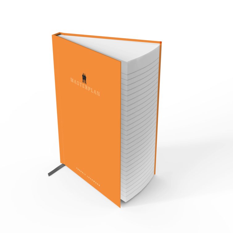 Orange notebook cover design with one small photo, ideal for personalisation by Utterly Printable.