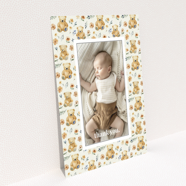 Baby thank you card reverse side with dotted background - Portrait design by Utterly Printable
