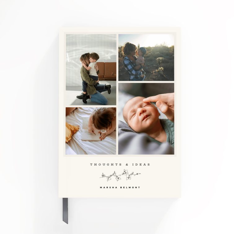 Personalised notebooks design with four photos on the cover spread by Utterly Printable.