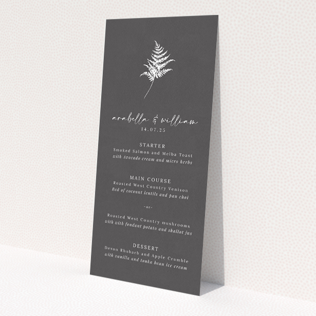Terracotta Sprig wedding menu template - mirroring the earthy elegance with modern serif font for contemporary weddings. This is a view of the front