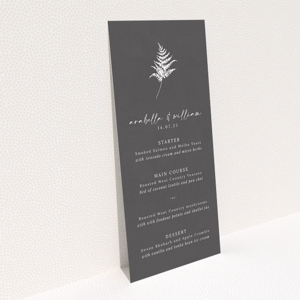 Terracotta Sprig wedding menu template - mirroring the earthy elegance with modern serif font for contemporary weddings. This is a view of the back