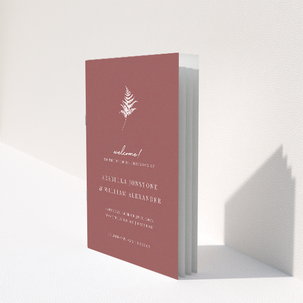 Elegant Terracotta Sprig Wedding Order of Service Booklet. This image shows the front and back sides together