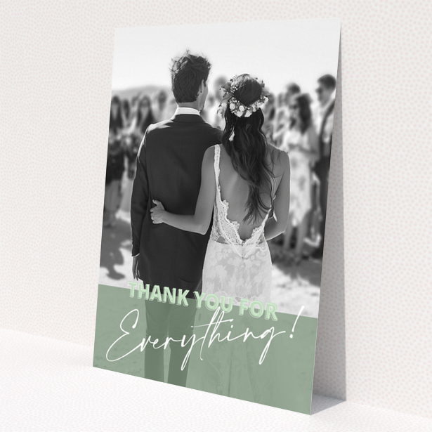 Wedding thank you card design with one photo for personalised invitations.