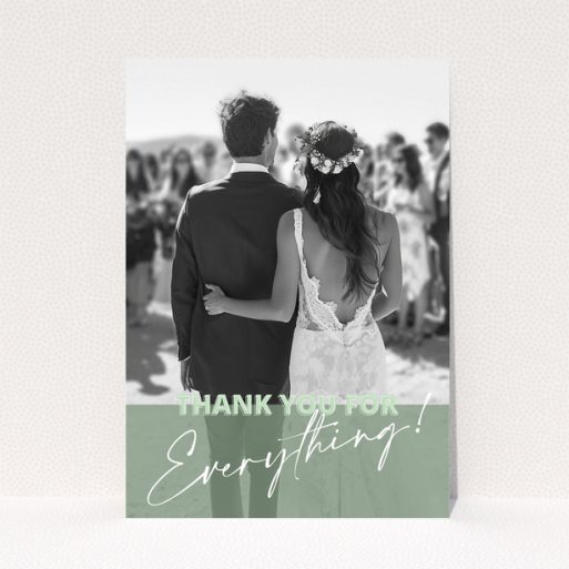 Wedding thank you card design with one photo for personalised invitations.