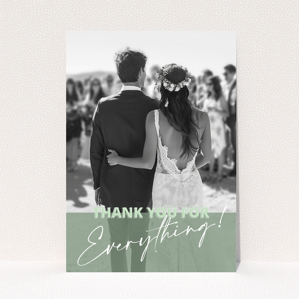 Wedding thank you card design with one photo for personalised invitations.