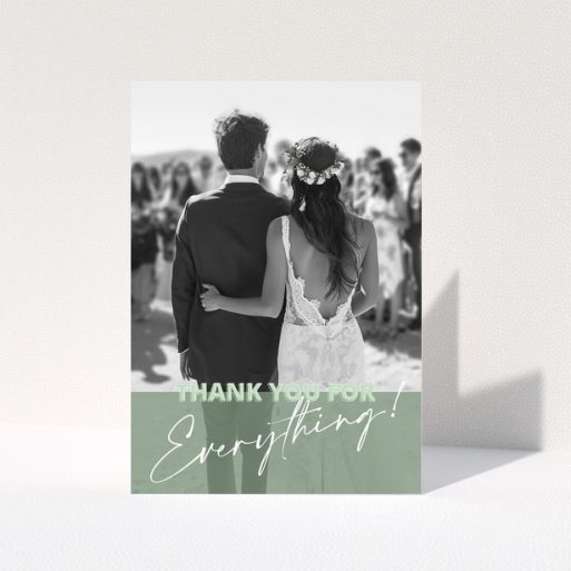 Wedding thank you card design with one photo for personalised invitations.