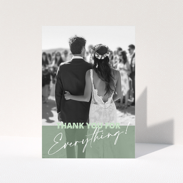 Wedding thank you card design with one photo for personalised invitations.