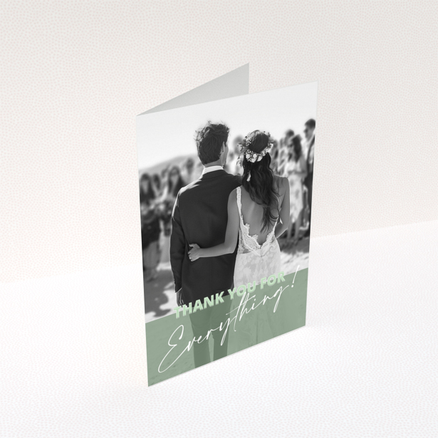 Wedding thank you card design with one photo for personalised invitations.