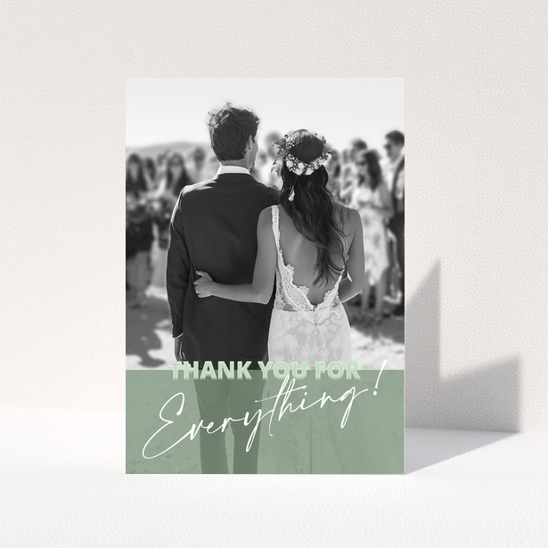 Wedding thank you card design with one photo for personalised invitations.