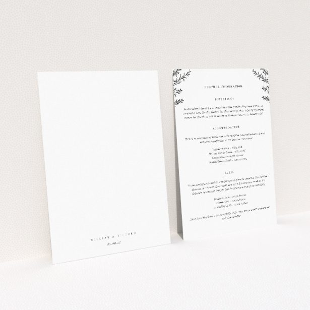 Thistle Simple information insert card - minimalist elegance wedding stationery. This image shows the front and back sides together