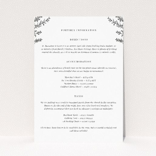 Thistle Simple information insert card - minimalist elegance wedding stationery. This is a view of the front