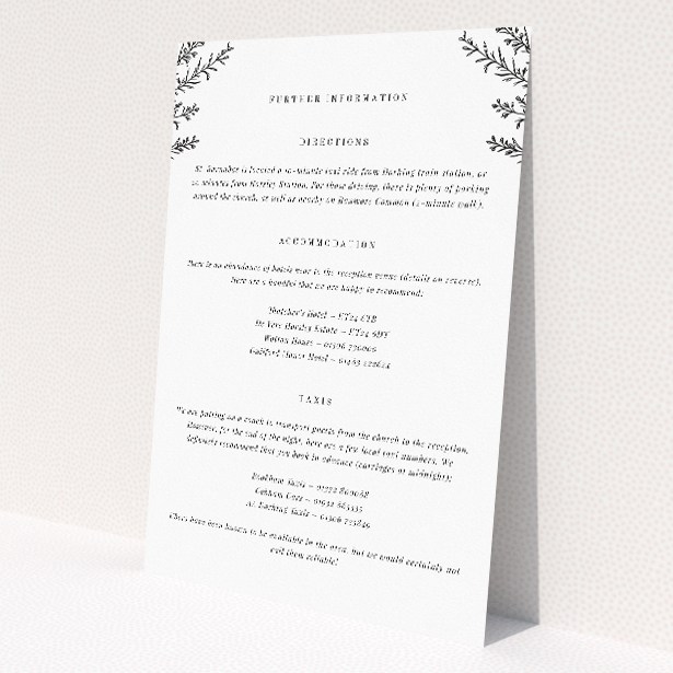 Thistle Simple information insert card - minimalist elegance wedding stationery. This image shows the front and back sides together