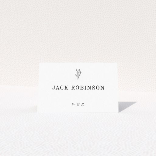 Thistle Simple Place Cards - Elegant Minimalist Wedding Place Card Template. This is a view of the front