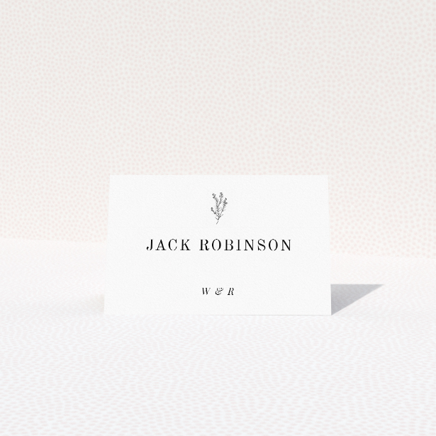 Thistle Simple Place Cards - Elegant Minimalist Wedding Place Card Template. This is a view of the front