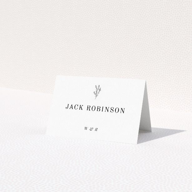 Thistle Simple Place Cards - Elegant Minimalist Wedding Place Card Template. This is a third view of the front