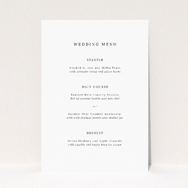 Minimalist Thistle Simple Wedding Menu Template with Clean Lines. This is a view of the front