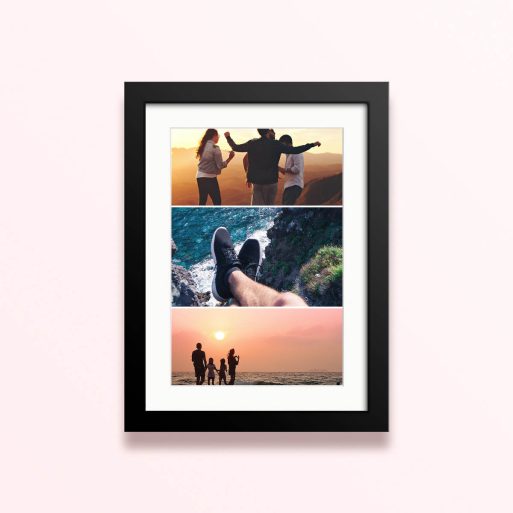 Framed and mounted photo print with two images for a personalised gift.