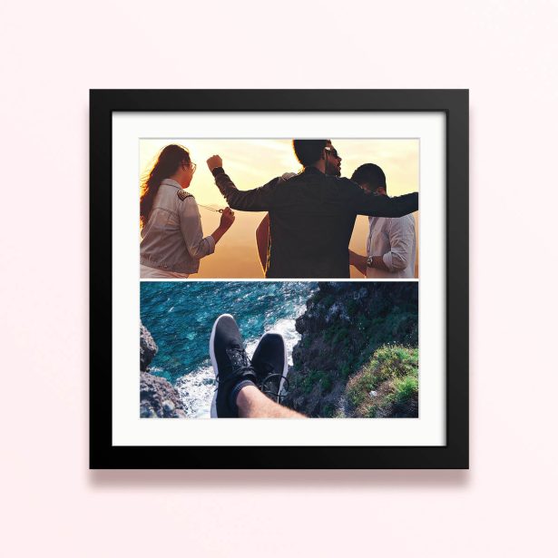 Framed and mounted photo print with two images for a personalised gift.