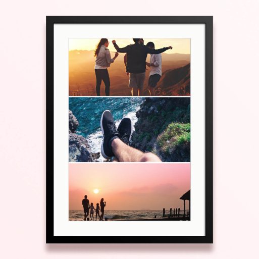 Framed and mounted photo print with two images for a personalised gift.