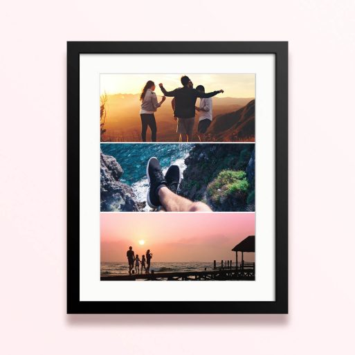 Framed and mounted photo print with two images for a personalised gift.