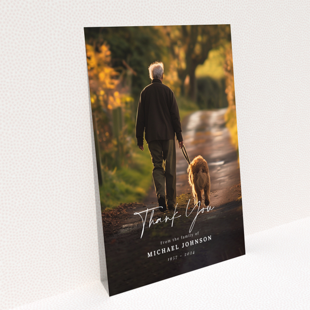 Funeral thank you card reverse side with one photo placeholder - Portrait