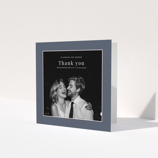 Thank you card design with one photo for wedding thank you note