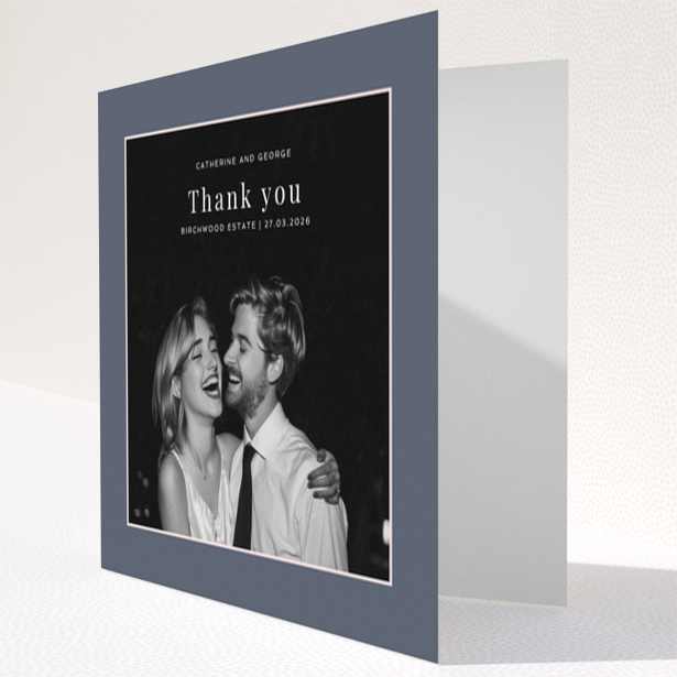 Thank you card design with one photo for wedding thank you note