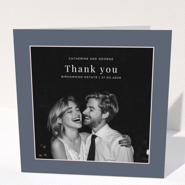 Thank you card design with one photo for wedding thank you note