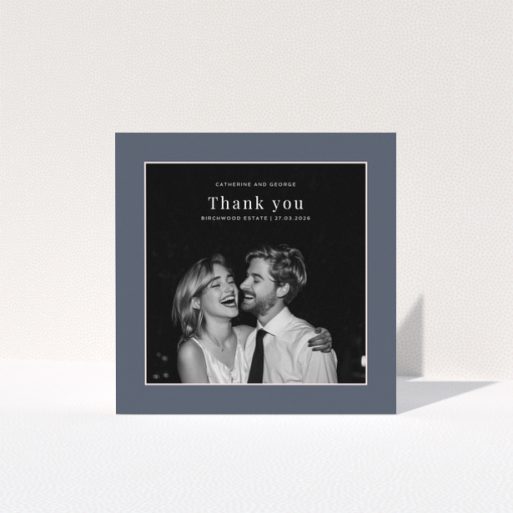 Thank you card design with one photo for wedding thank you note
