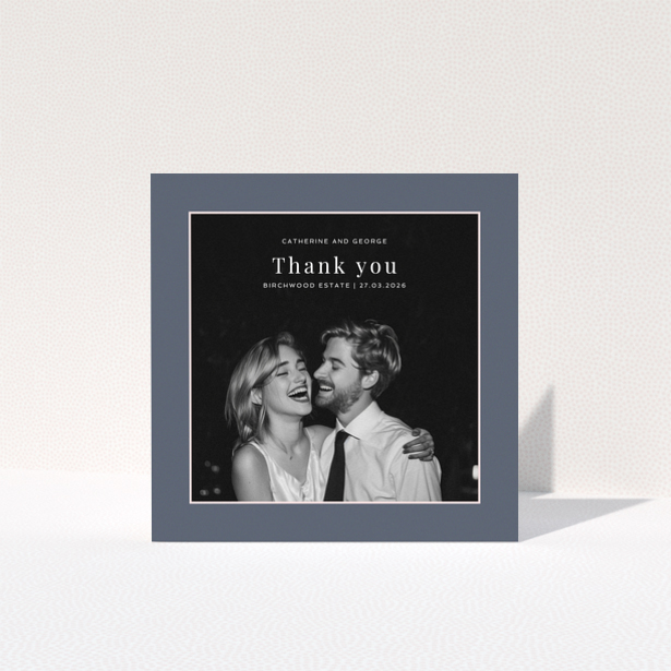 Thank you card design with one photo for wedding thank you note