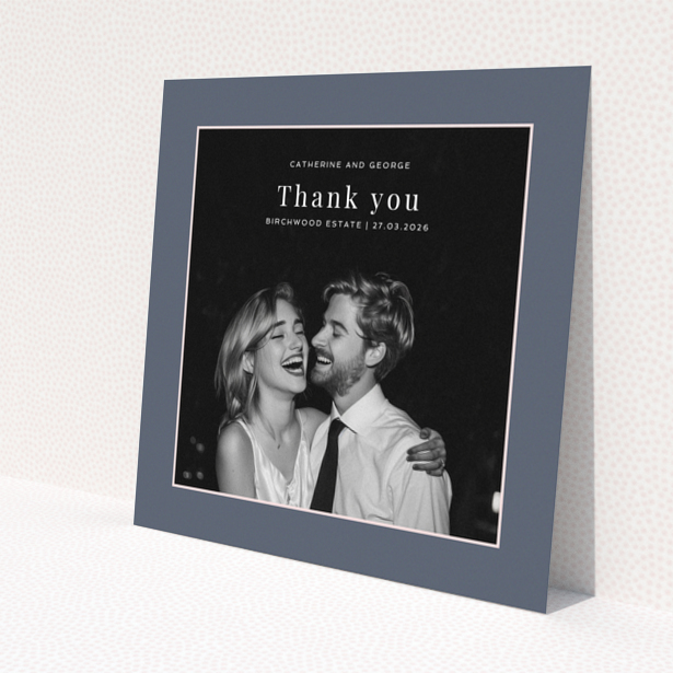 Thank you card design with one photo for wedding thank you note