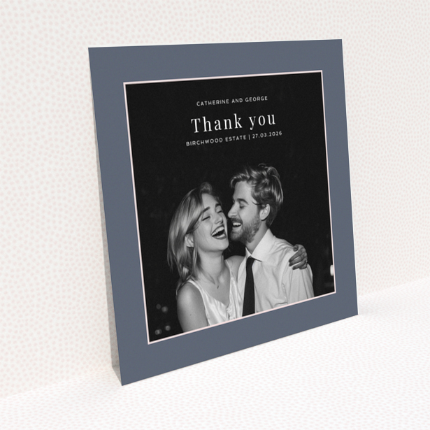 Square wedding thank you card reverse side design.