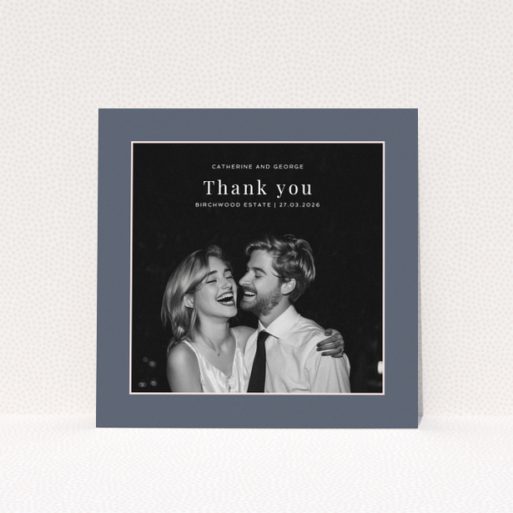 Thank you card design with one photo for wedding thank you note