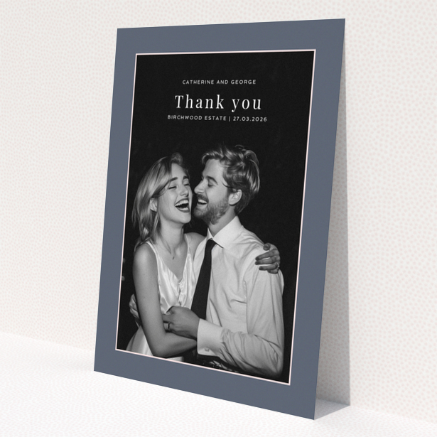 Thank you card design with one photo for wedding thank you note