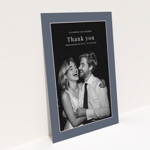 Thank you card design with one photo for wedding thank you note