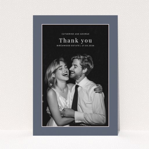 Thank you card design with one photo for wedding thank you note